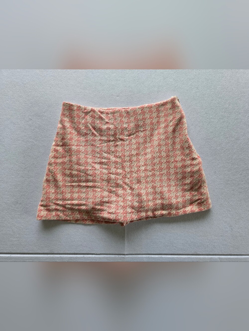 Zara Pink Houndstooth Mini Skirt